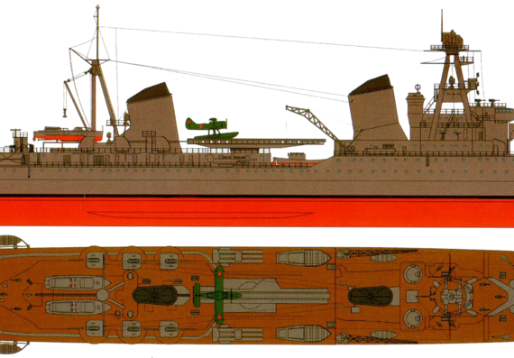 Крейсер СССР Kirov 1941 ]Project 26 Heavy Cruiser ] - чертежи, габариты, рисунки